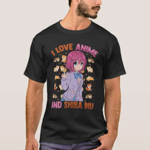 T-shirt Kawaii Otaku - I Love Anime And Shiba Inu - Cute M