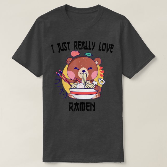 T-shirt Kawaii ours manger ramen japonais Anime nouilles (Design devant)