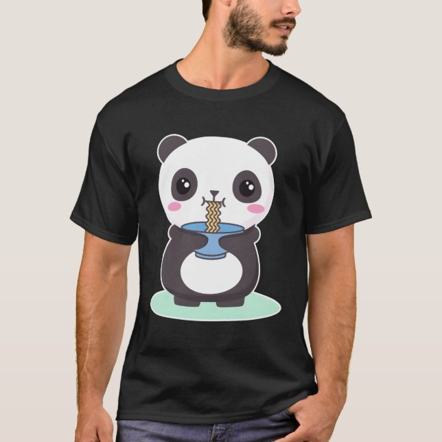 T-shirt Kawaii Panda Bear Ra Noodles Sweet Japon Anime (Devant)