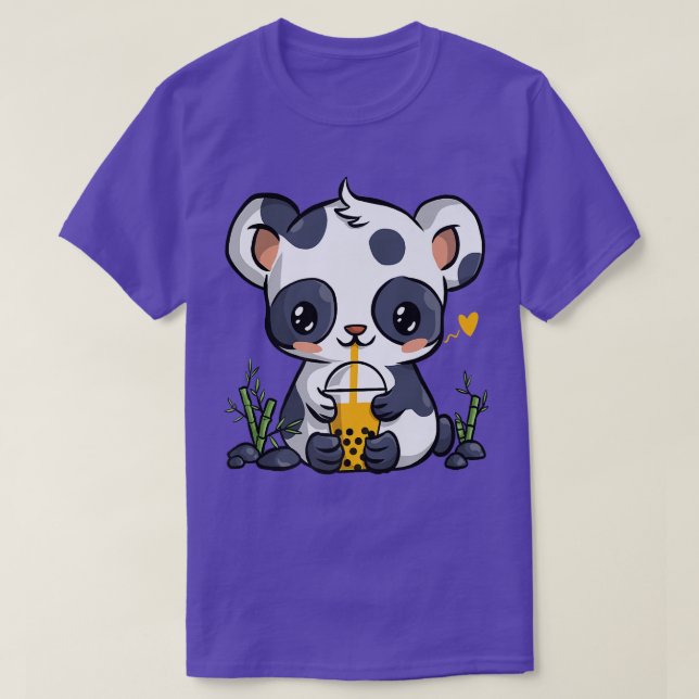 T-shirt Kawaii Panda Boba Buvette Thé Boveur Anime Cadeau  (Design devant)