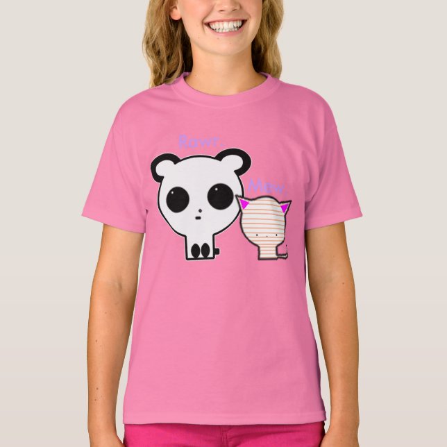 T-shirt Kawaii Panda et Kitten (Devant)
