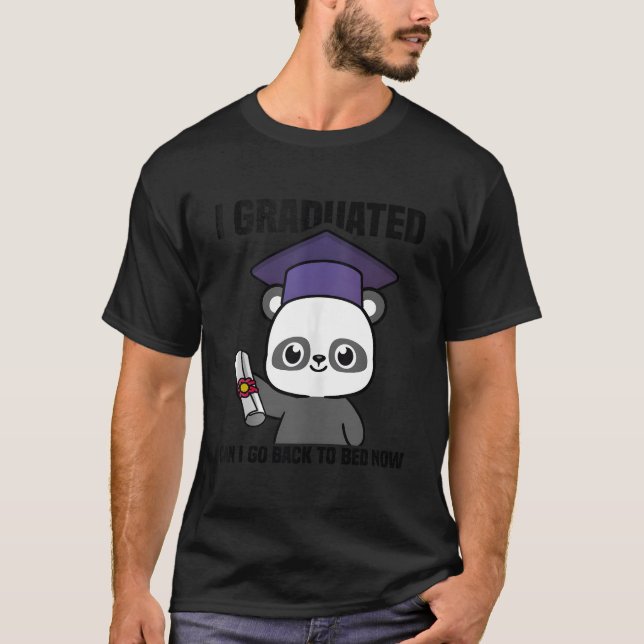 T-shirt Kawaii Panda I Graduated Can I Go Back To Bed Now (Devant)