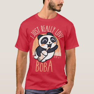 T-shirt Kawaii Panda J'Aime Vraiment Boba Japonais Anim