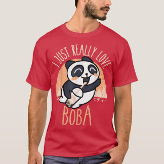 T-shirt Kawaii Panda J'Aime Vraiment Boba Japonais Anim