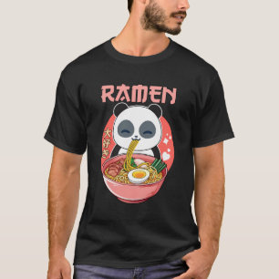 T-shirt Kawaii Panda Manger Ramen nouilles mignonnes Anime