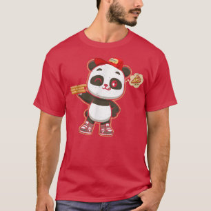 T-shirt Kawaii Panda Mignon Animal Livraison Pizza Drôle P