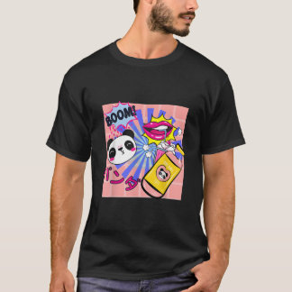 T-shirt Kawaii Panda Milkshake de Fraise Anime Japonais