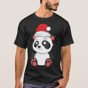 T-shirt Kawaii Panda Noël Noël Chapeau Noël Ours Filles W