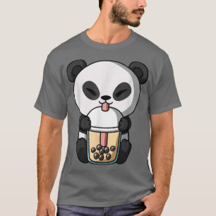 T-shirt Kawaii Panda Ours Boba Thé Lait Bube Thé Buble Ani
