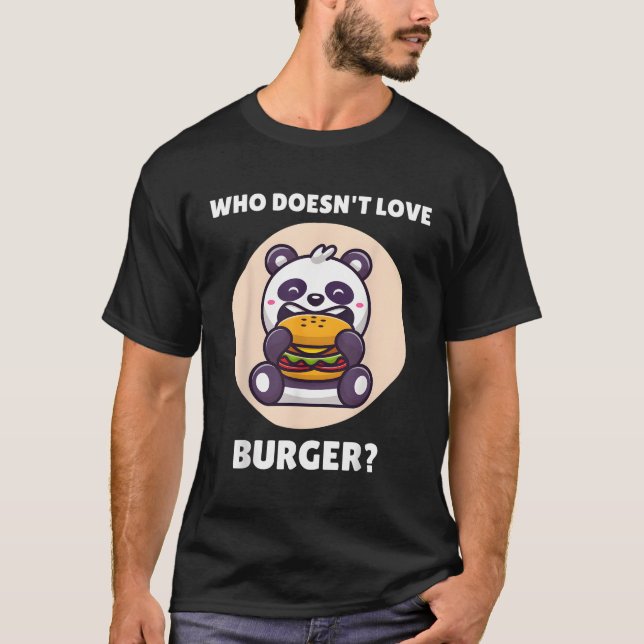T-shirt Kawaii Panda Qui N'Aime Pas Burger Panda (Devant)