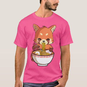 T-shirt Kawaii Panda Rouge Manger Ramen Japonais