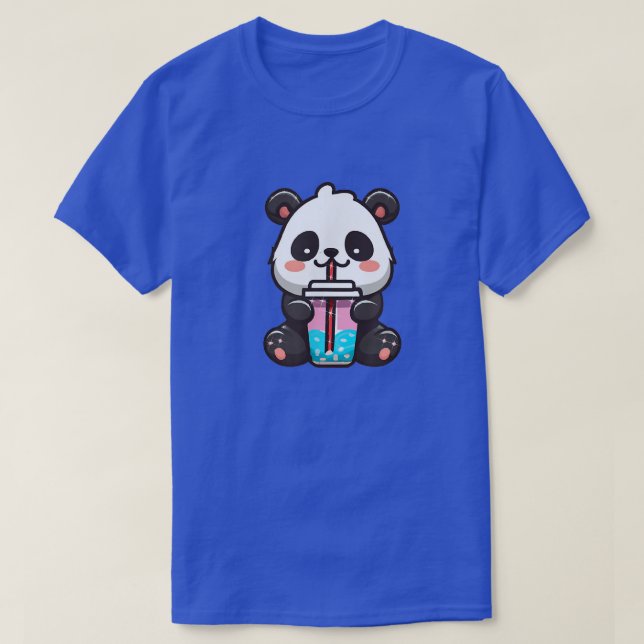 T-shirt Kawaii Panda Sipping Bubble Tea - Kawaii Boba Tea (Design devant)