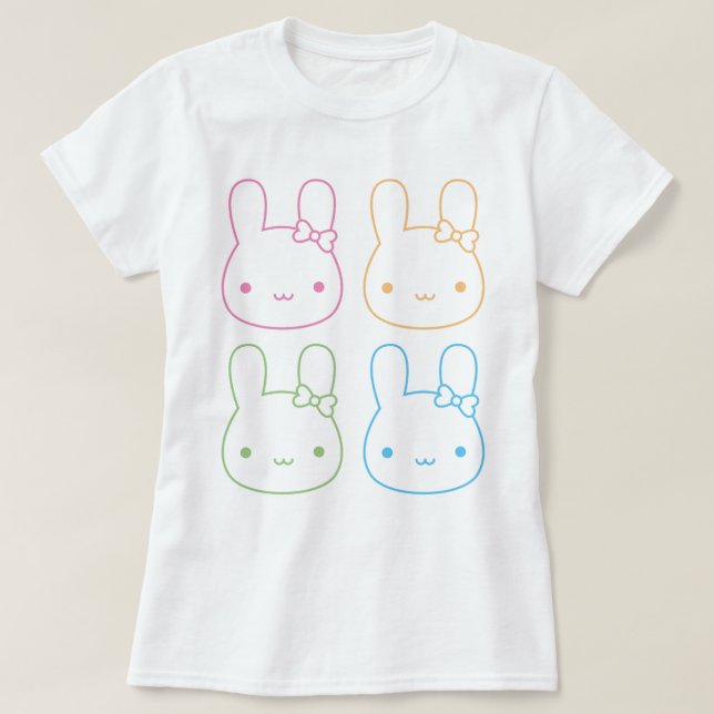T-shirt Kawaii Pastel Bunny Bows (Design devant)