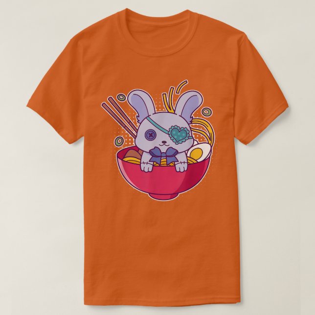 T-shirt Kawaii Pastel Goth Bunny Dans Un Bowl De Nouilles  (Design devant)