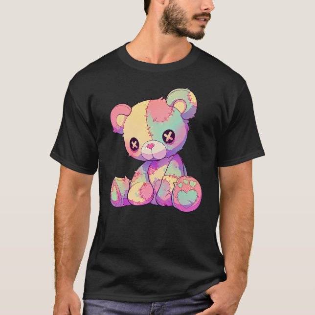 T-shirt Kawaii Pastel Goth Creepy Cute Witchy Patchwork Te (Devant)