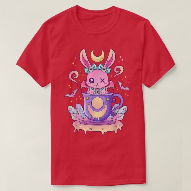 T-shirt Kawaii Pastel Goth Cute Bunny Déplaisant en Tea up (Design devant)