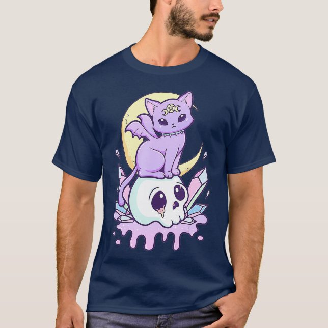 T-shirt Kawaii Pastel Goth Cute Chat de cuisine Déplaisant (Devant)