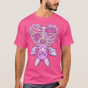 T-shirt Kawaii Pastel Goth Cute Déplaisant Bat Skeleton 