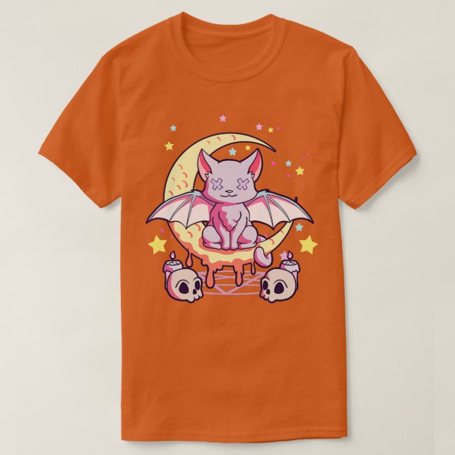 T-shirt Kawaii Pastel Goth Cute Déplaisante Black Cat Paga (Design devant)