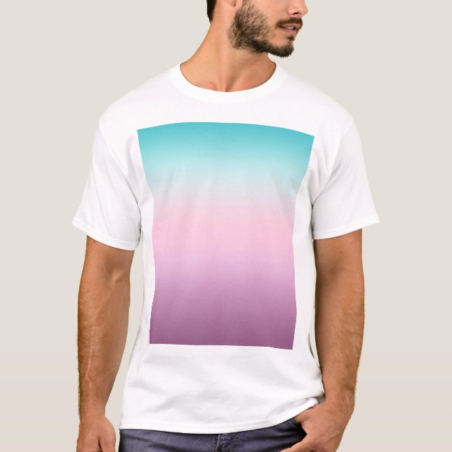 T-shirt Kawaii pastel rose et bleu ombre (Devant)