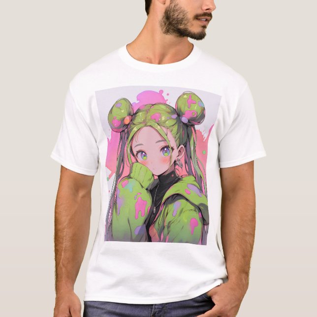 T-shirt Kawaii Pastel Splatter Anime Girl (Devant)