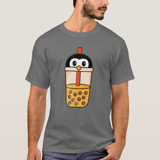 T-shirt Kawaii Penguin aime Bubble Tea Drôle Boba's (Devant)