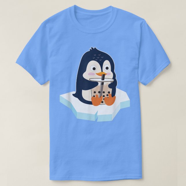 T-shirt Kawaii Penguin Bubble Tea Boba Tea Cute Penguin (Design devant)