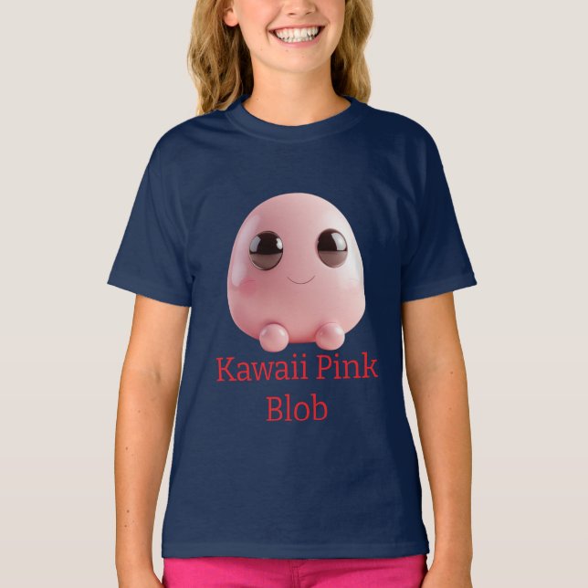 T-shirt Kawaii Pink Blob — Personnage 3D Mignon  (Devant)