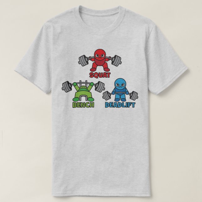 T-shirt Kawaii Powerlifter - Squat, Presse À Banc, Deadlif (Design devant)