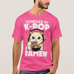 T-shirt Kawaii Propulsé Par K-Pop Et Ramen Cute Kpop Cat M