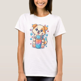 T-shirt Kawaii Puppy Slush Drink - Joli Chien Boba Style