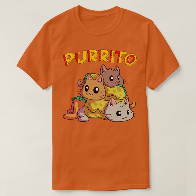 T-shirt Kawaii Purrito Pyramide Funny Kitty Chat Burrito F (Design devant)