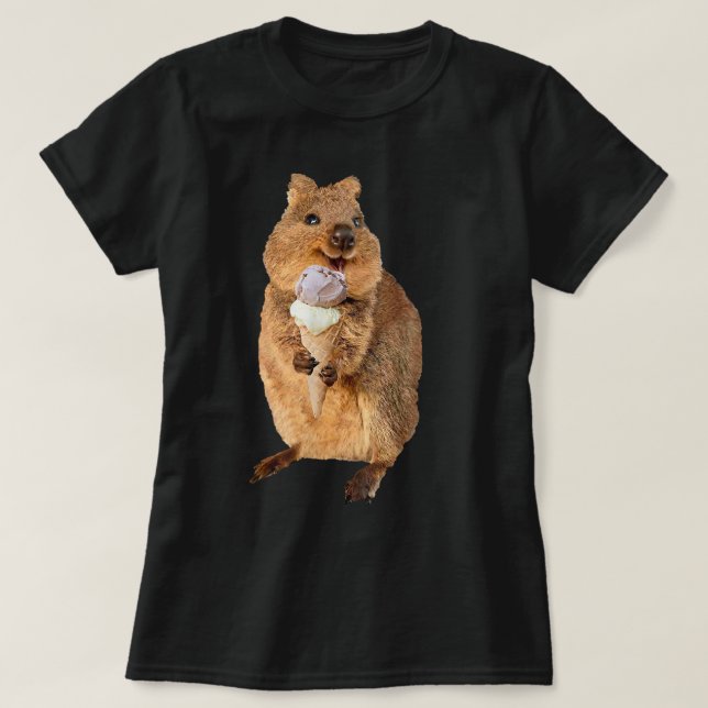 T-shirt kawaii quokka manger cône de crème glacée (Design devant)