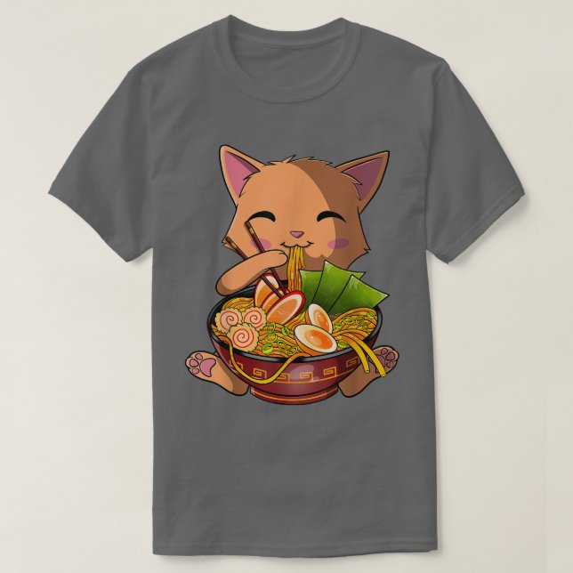 T-shirt Kawaii Ramen Cat, Japonais Neko Noodle Funny Anime (Design devant)