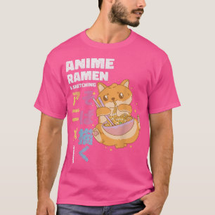 T-shirt Kawaii Ramen Chat Anime Ramen Esquisse
