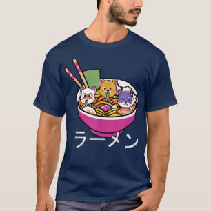 T-shirt Kawaii Ramen Chat Bowl Cute Neko Anime Lovers 849