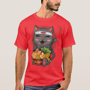 T-shirt Kawaii Ramen Chat, Noodle japonais Neko Anime drôl