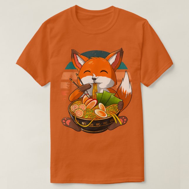 T-shirt Kawaii Ramen Fox, Japanese Neko Noodle Funny Anime (Design devant)