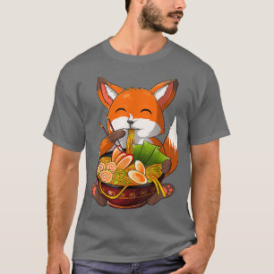 T-shirt Kawaii Ramen Fox, Japonais Neko Noodle drôle Anime