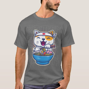 T-shirt Kawaii Ramen Japonais Anime Noodles Cute Cat Noodl