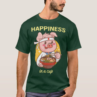 T-shirt Kawaii Ramen Japonais Anime nouilles mignonnes Pig