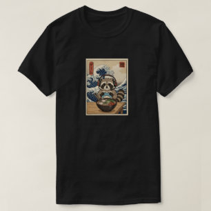 T-shirt kawaii ramen japonais Raton laveur jeux vidéo rétr