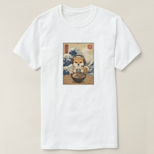 T-shirt kawaii ramen japonais Shiba Inu jeu vidéo rétro