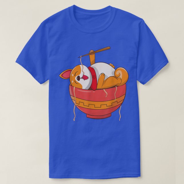 T-shirt Kawaii Ramen mignon Anime Chien Corgi nouilles jap (Design devant)