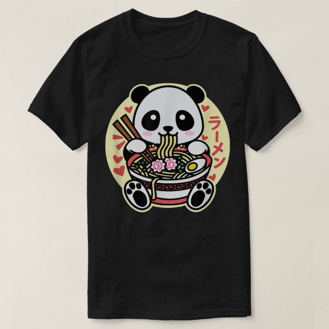 T-shirt Kawaii Ramen mignon Anime Panda Japonais asiatique (Design devant)