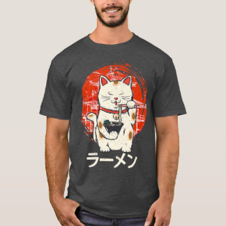 T-shirt Kawaii Ramen Neko Chat rétro Noodle japonais Anime
