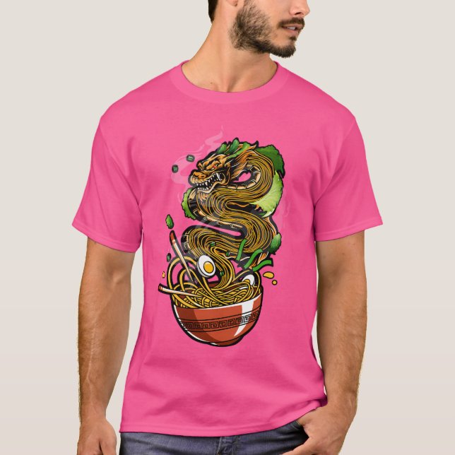 T-shirt Kawaii Ramen nouilles Bowl Chopsticks Dragon Anime (Devant)