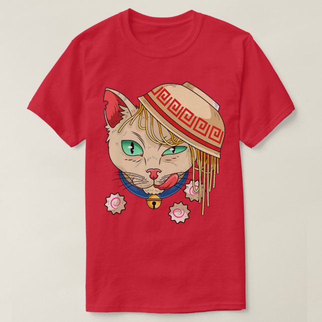 T-shirt Kawaii Ramen nouilles japonaises Bowl Ramen Cat  (Design devant)