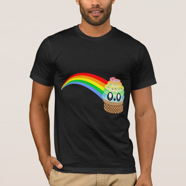 T-shirt Kawaii Rave Ice Cream Cone Rainbow (Devant)