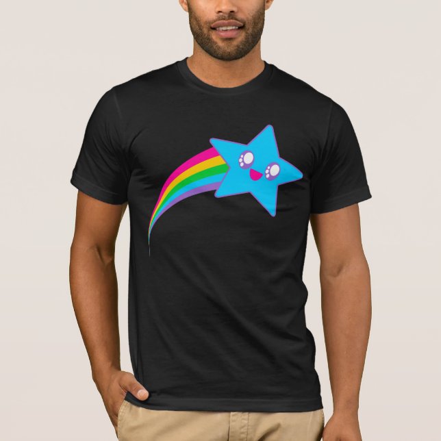 T-shirt Kawaii Rave Neon Star Rainbow (Devant)